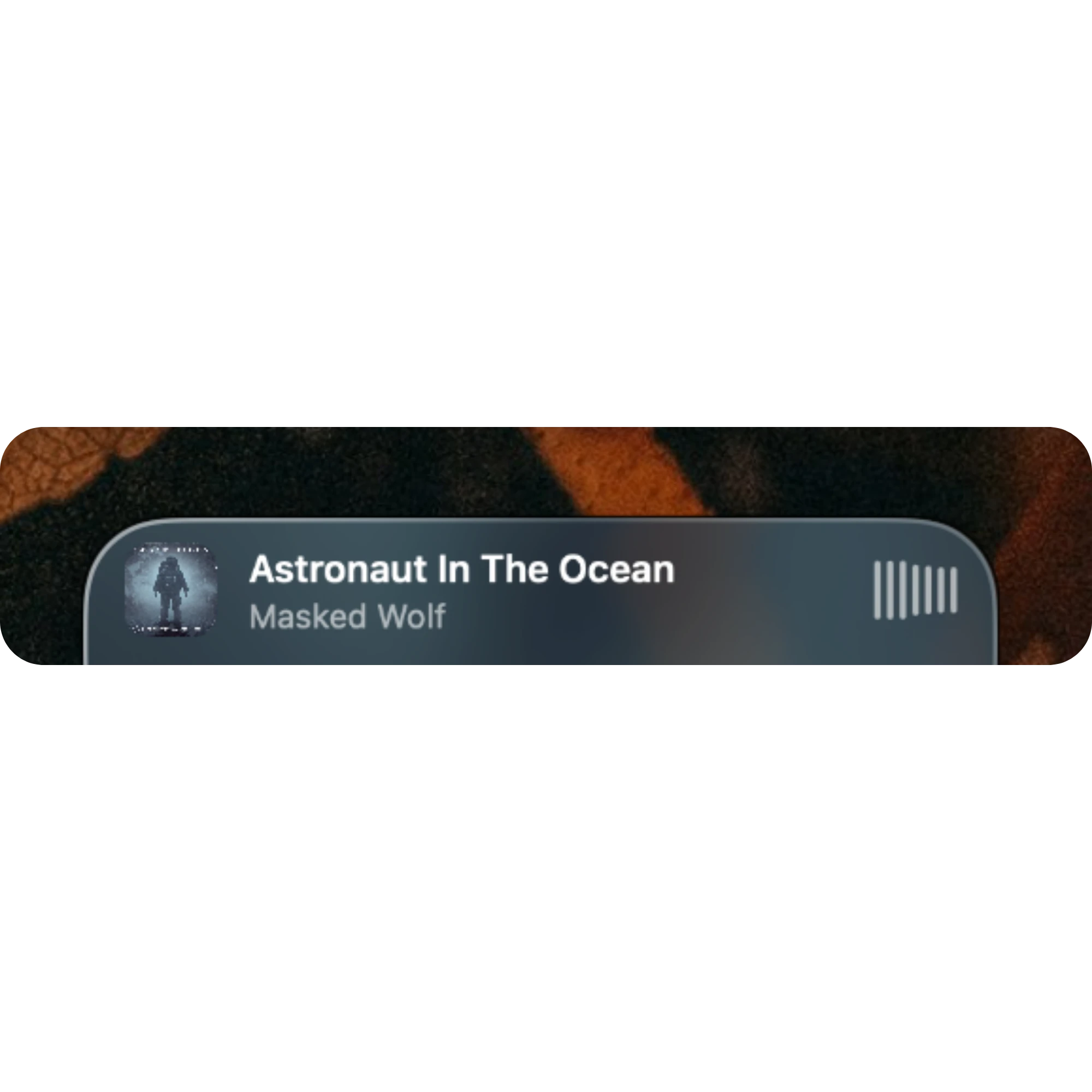 The slim collapsed player showing the cover, song, artist and moving waves